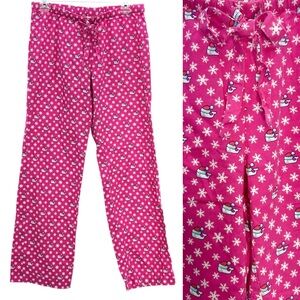 Vineyard Vines Women’s Santa Whale Snowflake Pink PJ Lounge Pajama, Size X-Small